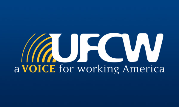 UFCW International white and yellow logo on a blue background
