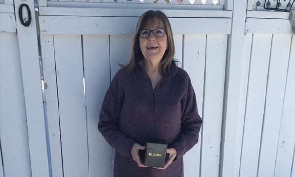 Brenda's Union Rep Saba delivers her retirement watch