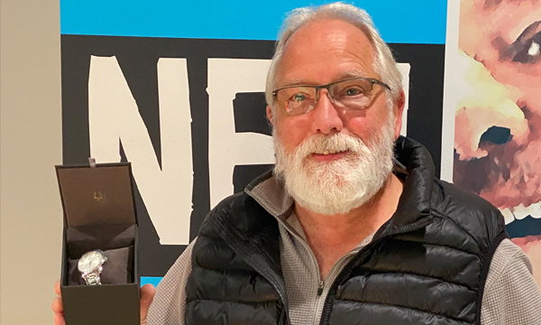 Ken picks up his union retirement gift from the office