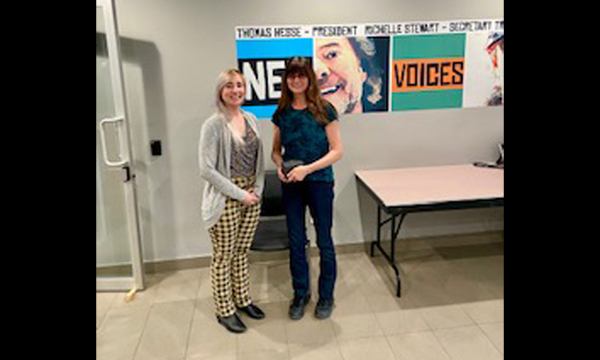 Effie receives her union retirement watch from UFCW Admin Cassandra